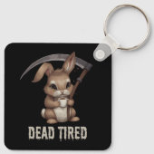 Dode vermoeide Schattigee Bunny Grim Reaper Coffee Sleutelhanger (Achterkant)