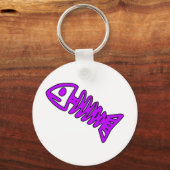 Dode vissen Skeletspieren Botten Fossiele Paars Sleutelhanger (Voorkant)