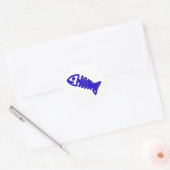Dode vissen Skeletspieren Botten Fossil Blue Ronde Sticker (Envelop)