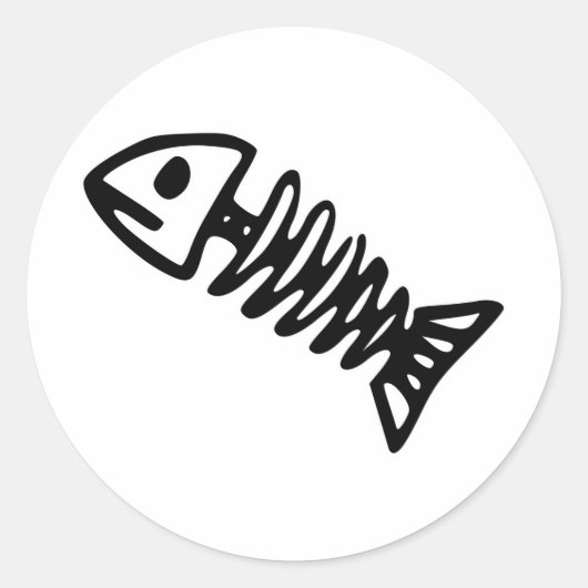 Dode visskelet Botten Ronde Sticker (Voorkant)