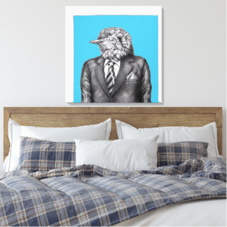 Dode vogel in zwarte pakken (Old-School Blue) Canvas Afdruk