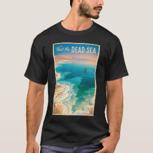 Dode Zee Illustratie Reis Kunst Vintage T-shirt