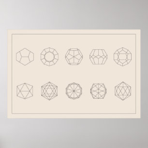 Dodecahedorn- en Icosahedron-projecties Poster