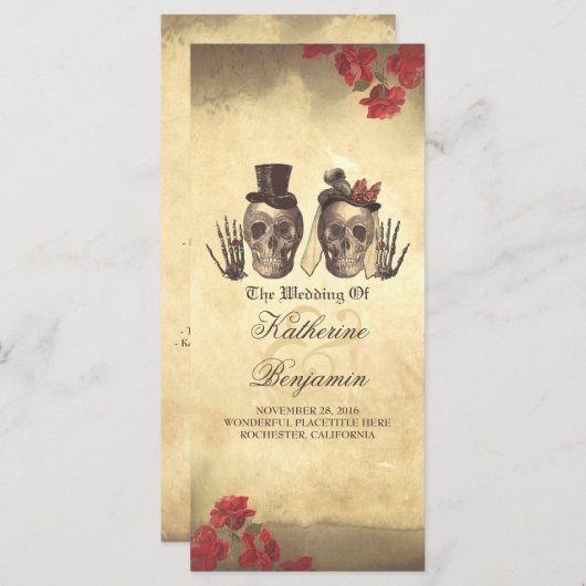 Dodelijk mooi gotische schedel paar bruiloft progr programma (Voorkant / Achterkant)