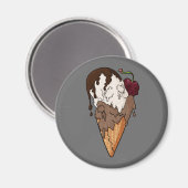 Dodelijk Sweet Classic Skull Ice Cream Magneet (Voorkant / Achterkant)