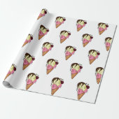Dodelijk Sweet Strawberry n' Banana Skull Ice Crea Cadeaupapier (Uitgerold)