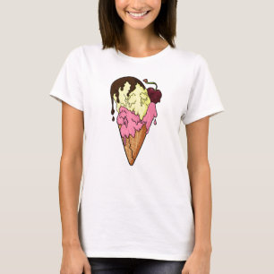 Dodelijk Sweet Strawberry n' Banana Skull Ice Crea T-shirt