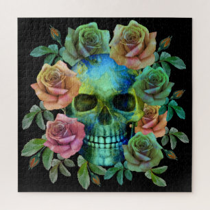 DODEN GROEne schedel MET bloemen Legpuzzel