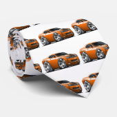 Dodge Challenger Oranje Car Stropdas (Opgerold)