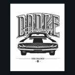 Dodge Challenger | Poster<br><div class="desc">Illustration détaillée de la légendaire voiture de marque Dodge, un cadeau approprié pour les amateurs de classiques de l'automobile.</div>