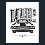 Dodge Challenger | Poster<br><div class="desc">Illustration détaillée de la légendaire voiture de marque Dodge, un cadeau approprié pour les amateurs de classiques de l'automobile.</div>