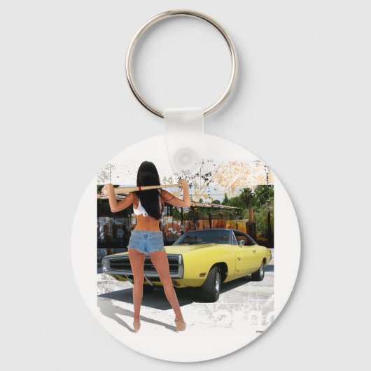 Dodge Charger Chick Sleutelhanger (Voorkant)