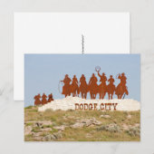 Dodge City Sign - Cowboys - Horses - Welcome Briefkaart (Voorkant / Achterkant)