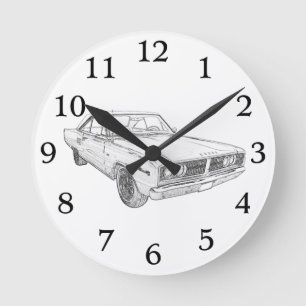 Dodge Coronet Muscle Illustratie Wandklok Ronde Klok