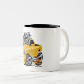 Dodge Ram geel 1500 pick-up Truck Tweekleurige Koffiemok (Voorkant rechts)