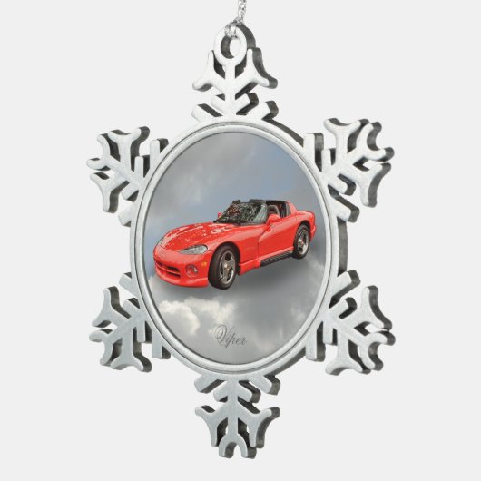 DODGE VIPER TIN SNEEUWVLOK ORNAMENT (Rechts)
