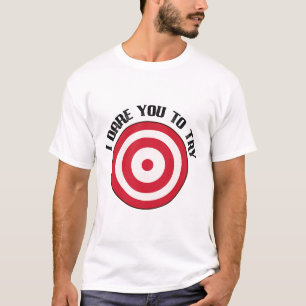 Dodgeball Ik durf je met Bullseye Target op de bor T-shirt