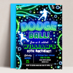 Dodgeball verjaardagsuitnodiging Neon Dodgeball Pa Kaart