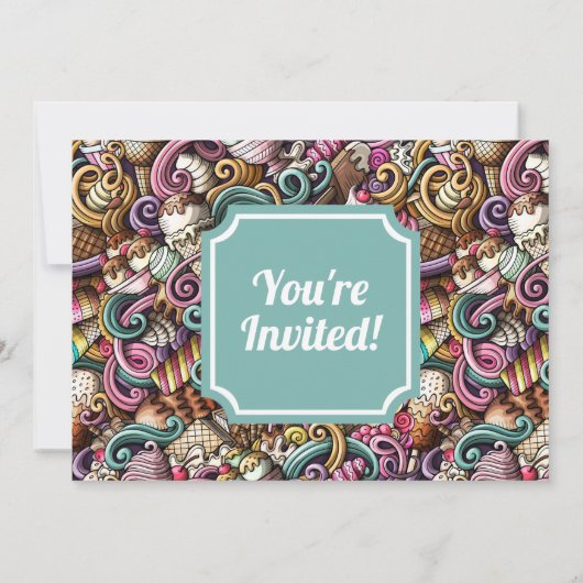 Dodle de crème glacée Invitation (Dos)