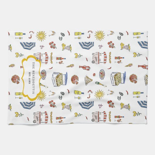 Dodle d'été italien Monogramme serviette de thé (Horizontal)