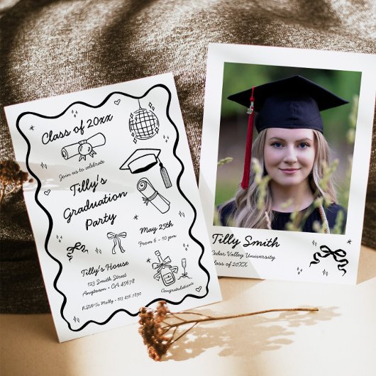 Dodle Graduation Party Invitation Whimsical Fun