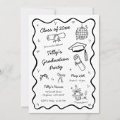 Dodle Graduation Party Invitation Whimsical Fun (Devant)