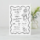 Dodle Graduation Party Invitation Whimsical Fun (Debout devant)
