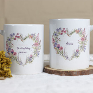 Doe alles in de liefde Floral Heart Christelijke M Koffiemok
