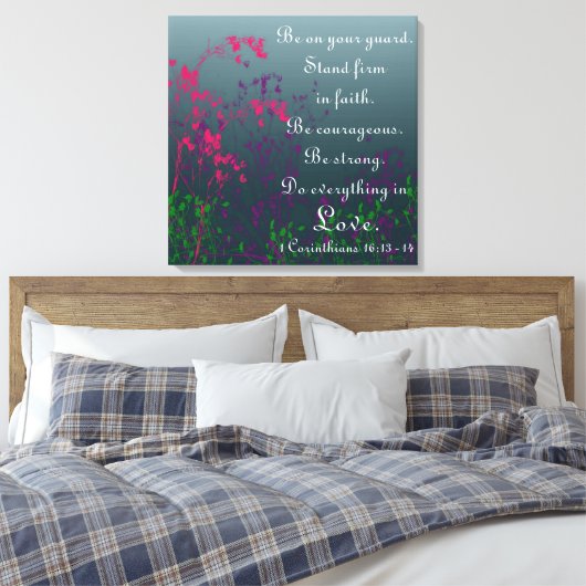Doe alles in liefde bijbel vers aanmoediging canvas afdruk (Insitu (Slaapkamer))