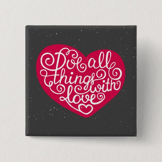 Doe alles met Love Red Vierkante Button 5,1 Cm (Voorkant)