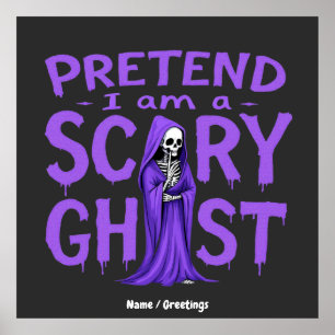  Doe alsof ik een eng spook ben, grappig paars ske Poster