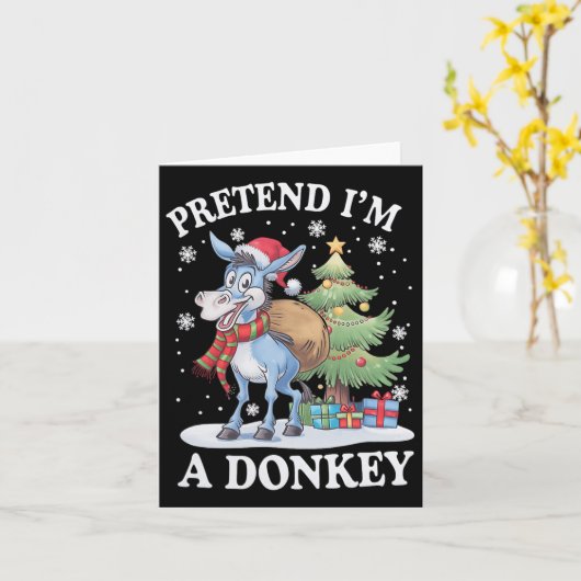 Doe alsof ik een ezel kerstboom en ezel plezier kaart (Gele Bloem)