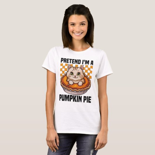 Doe alsof ik een pompoentaart ben, grappig Hallowe T-shirt (Voorkant volledig)