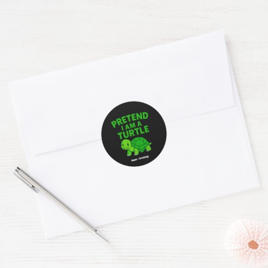 Doe alsof ik een schildpad ben Halloween kerstkost Ronde Sticker (Envelop)