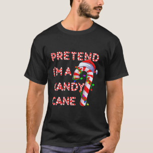 Doe alsof ik een Snoep Candy Cane Crew Santa Kerst T-shirt
