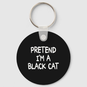 Doe alsof ik een zwart kattenkostuum ben Halloween Sleutelhanger