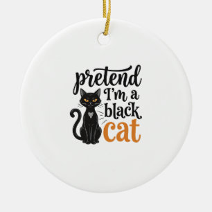 Doe alsof ik een zwarte kat ben Halloween kat T-sh Keramisch Ornament