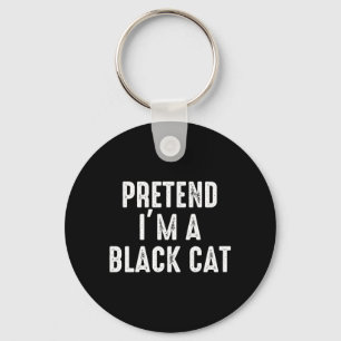 Doe alsof ik een zwarte kat kostuum Halloween makk Sleutelhanger