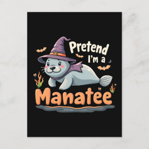 Doe alsof ik Manatee Spooky Halloween Mamal Manate Briefkaart