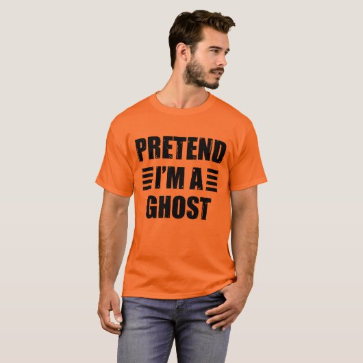 Doe alsof je een spookkostuum hebt Halloween Lazy T-shirt (Voorkant volledig)