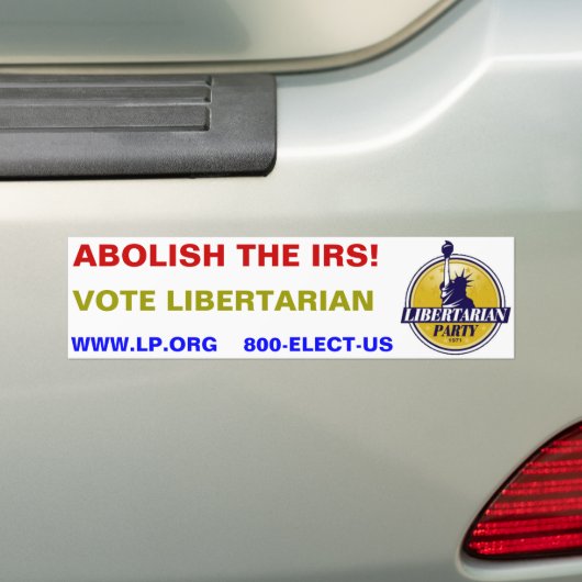 DOE DE IRS AF! Stemming in Libertarian Bumpersticker (Op auto)