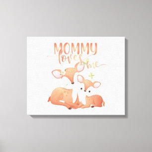 Doe Deer en Fawn Mommy Loves me Canvas Afdruk