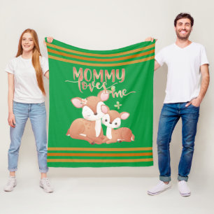 Doe Deer en Fawn Mommy Loves me Fleece Deken