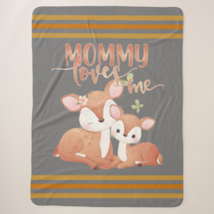 Doe Deer en Fawn Mommy Loves me Sherpa Deken