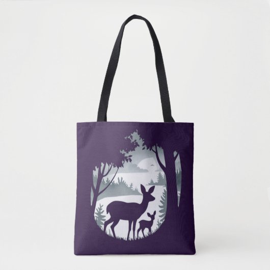 Doe Deer en Fawn Shopping Errand Canvas tas (Voorkant)