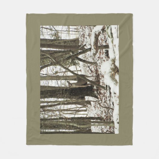 Doe Deer in de sneeuw Fleece Deken (Voorkant)