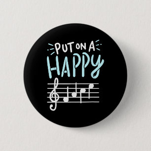 Doe een blij gezicht muziek - grappige muziekleraa ronde button 5,7 cm