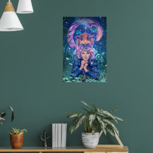 Doe een wens met Magicfox - fantasie kunst Poster