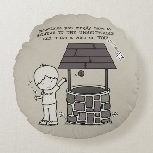 Doe een wens voor je! rond kussen (Voorkant)