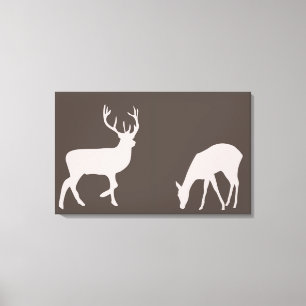 Doe en Buck Deer Couple Woodland Canvas Afdruk